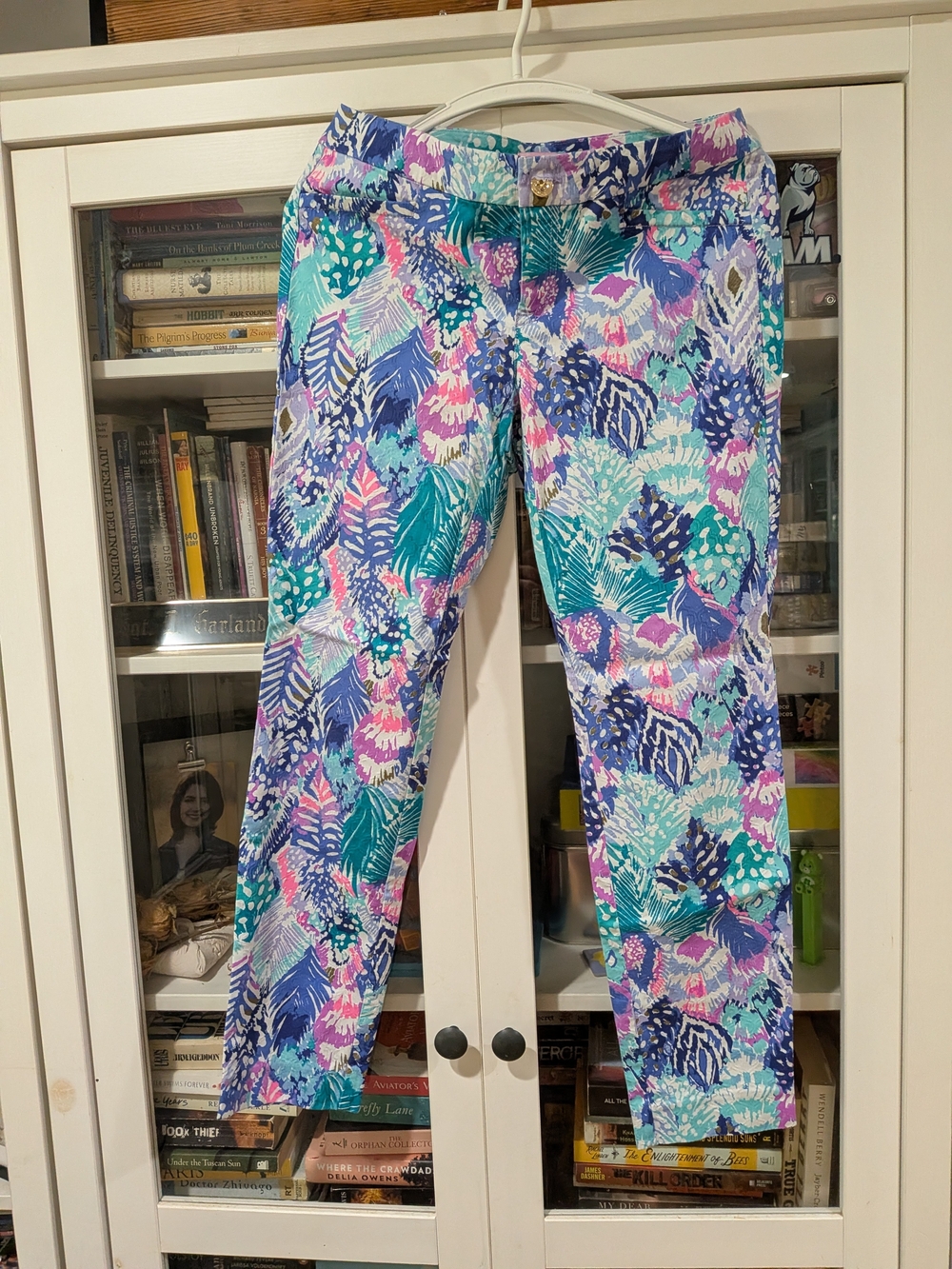 Lilly Pulitzer Tropical Print Cropped Pants in Teal, Blue & Pink